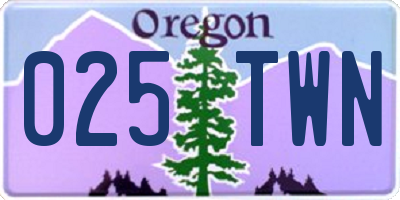 OR license plate 025TWN