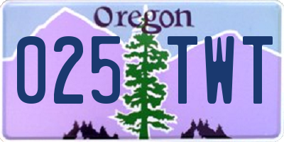 OR license plate 025TWT
