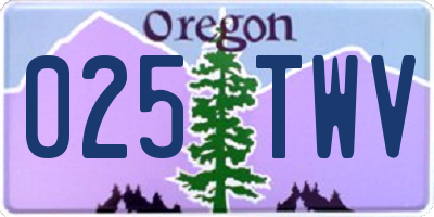OR license plate 025TWV