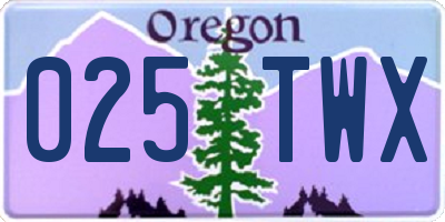 OR license plate 025TWX