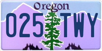 OR license plate 025TWY