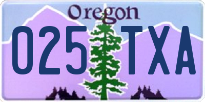 OR license plate 025TXA