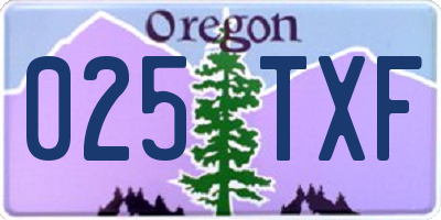 OR license plate 025TXF