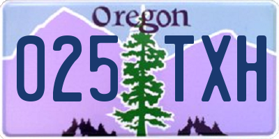 OR license plate 025TXH