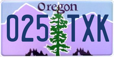 OR license plate 025TXK