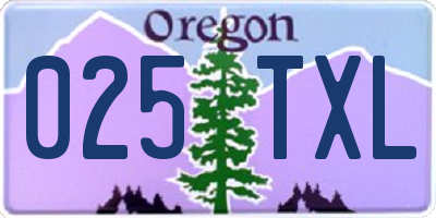OR license plate 025TXL