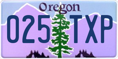 OR license plate 025TXP
