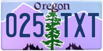 OR license plate 025TXT