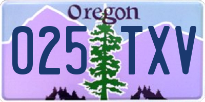 OR license plate 025TXV