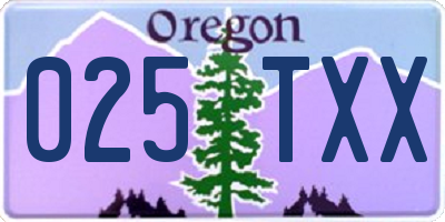 OR license plate 025TXX