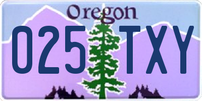 OR license plate 025TXY