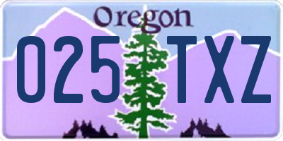 OR license plate 025TXZ