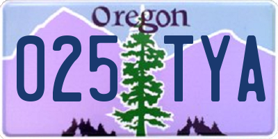 OR license plate 025TYA