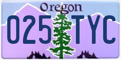 OR license plate 025TYC