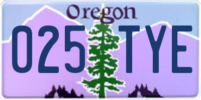 OR license plate 025TYE