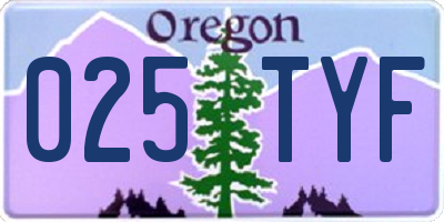 OR license plate 025TYF