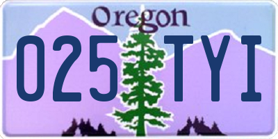 OR license plate 025TYI