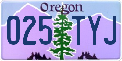 OR license plate 025TYJ