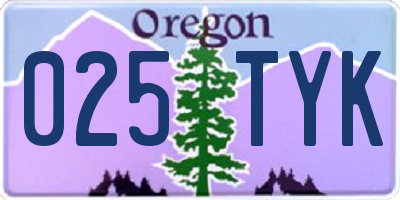 OR license plate 025TYK