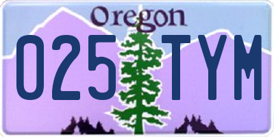 OR license plate 025TYM