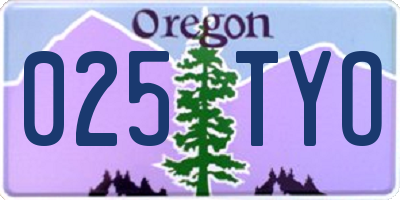 OR license plate 025TYO