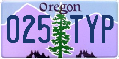 OR license plate 025TYP