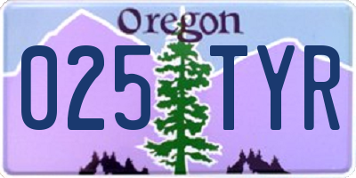 OR license plate 025TYR