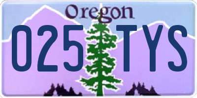 OR license plate 025TYS