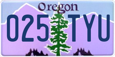 OR license plate 025TYU