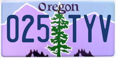 OR license plate 025TYV