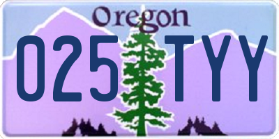 OR license plate 025TYY