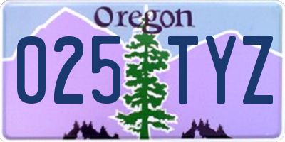 OR license plate 025TYZ