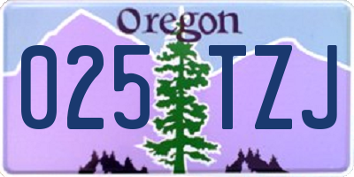 OR license plate 025TZJ