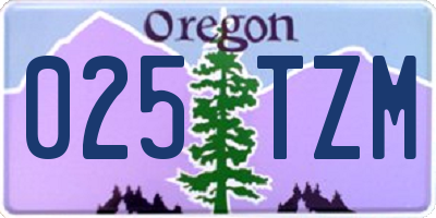 OR license plate 025TZM