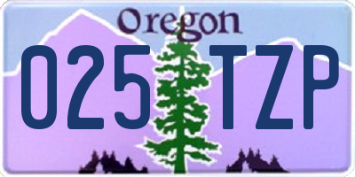 OR license plate 025TZP