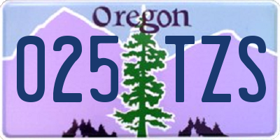 OR license plate 025TZS