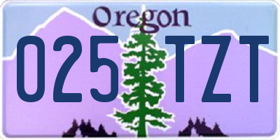 OR license plate 025TZT