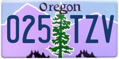 OR license plate 025TZV