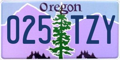 OR license plate 025TZY