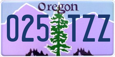 OR license plate 025TZZ