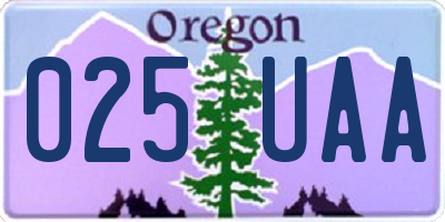 OR license plate 025UAA