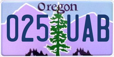 OR license plate 025UAB