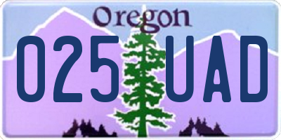 OR license plate 025UAD