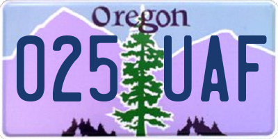 OR license plate 025UAF