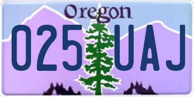 OR license plate 025UAJ