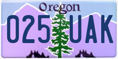 OR license plate 025UAK