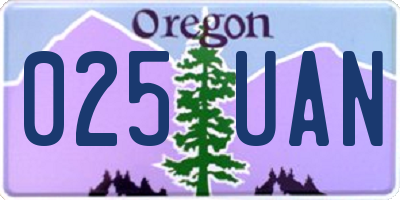 OR license plate 025UAN