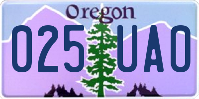 OR license plate 025UAO
