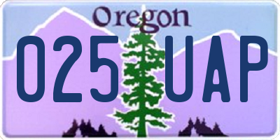 OR license plate 025UAP