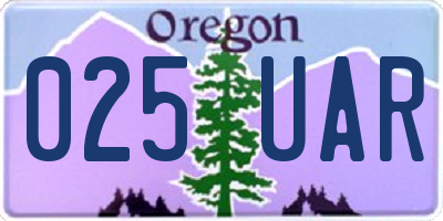 OR license plate 025UAR